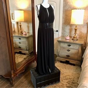 R & M Richards black sequined evening gown - Size 14 W